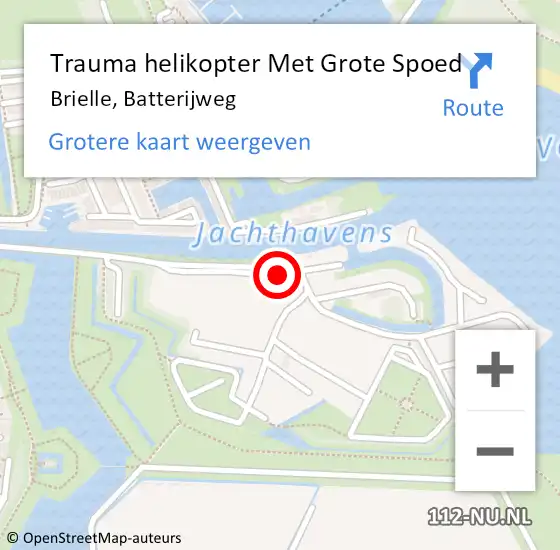 Locatie op kaart van de 112 melding: Trauma helikopter Met Grote Spoed Naar Brielle, Batterijweg op 12 mei 2022 09:46