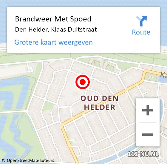 Locatie op kaart van de 112 melding: Brandweer Met Spoed Naar Den Helder, Klaas Duitstraat op 12 mei 2022 10:06