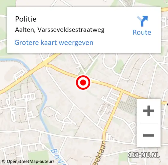 Locatie op kaart van de 112 melding: Politie Aalten, Varsseveldsestraatweg op 12 mei 2022 10:47