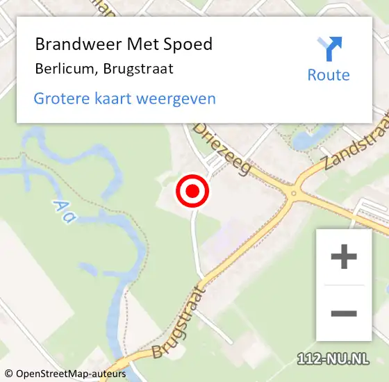 Locatie op kaart van de 112 melding: Brandweer Met Spoed Naar Berlicum, Brugstraat op 12 mei 2022 10:53