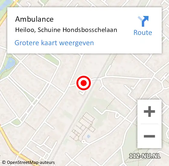 Locatie op kaart van de 112 melding: Ambulance Heiloo, Schuine Hondsbosschelaan op 12 mei 2022 10:57
