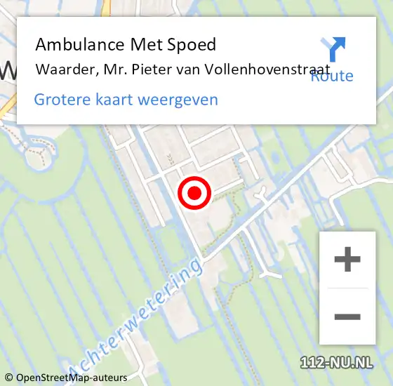 Locatie op kaart van de 112 melding: Ambulance Met Spoed Naar Waarder, Mr. Pieter van Vollenhovenstraat op 12 mei 2022 10:57