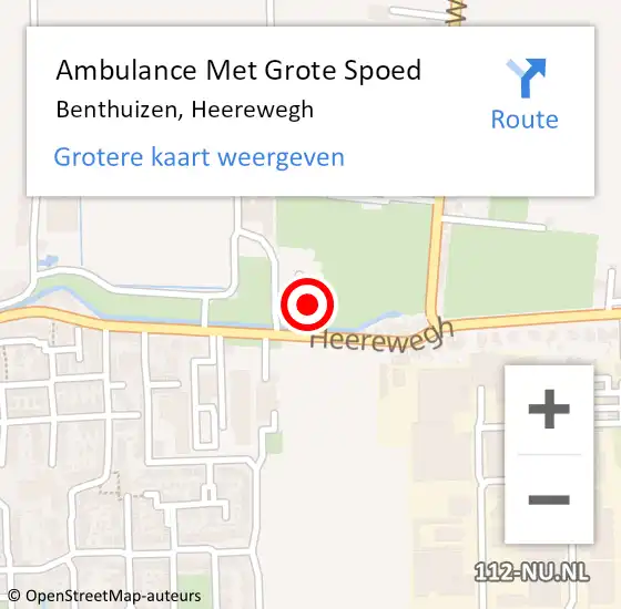 Locatie op kaart van de 112 melding: Ambulance Met Grote Spoed Naar Benthuizen, Heerewegh op 12 mei 2022 11:26