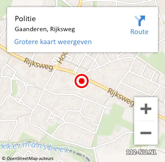 Locatie op kaart van de 112 melding: Politie Gaanderen, Rijksweg op 12 mei 2022 11:40