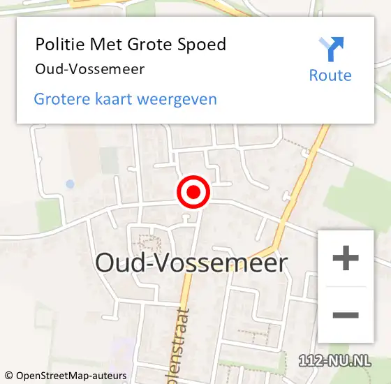Locatie op kaart van de 112 melding: Politie Met Grote Spoed Naar Oud-Vossemeer op 12 mei 2022 12:15