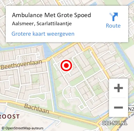 Locatie op kaart van de 112 melding: Ambulance Met Grote Spoed Naar Aalsmeer, Scarlattilaantje op 12 mei 2022 12:27