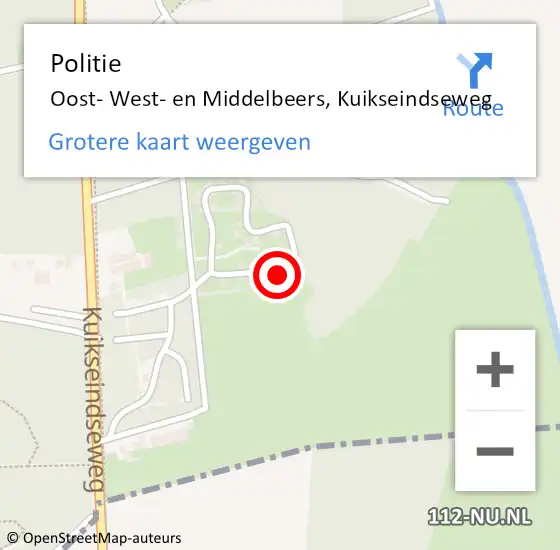 Locatie op kaart van de 112 melding: Politie Oost- West- en Middelbeers, Kuikseindseweg op 12 mei 2022 12:33