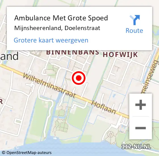 Locatie op kaart van de 112 melding: Ambulance Met Grote Spoed Naar Mijnsheerenland, Doelenstraat op 12 mei 2022 12:35