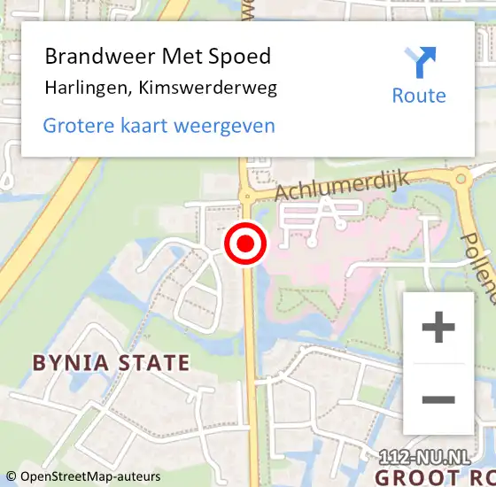 Locatie op kaart van de 112 melding: Brandweer Met Spoed Naar Harlingen, Kimswerderweg op 17 juli 2014 08:13