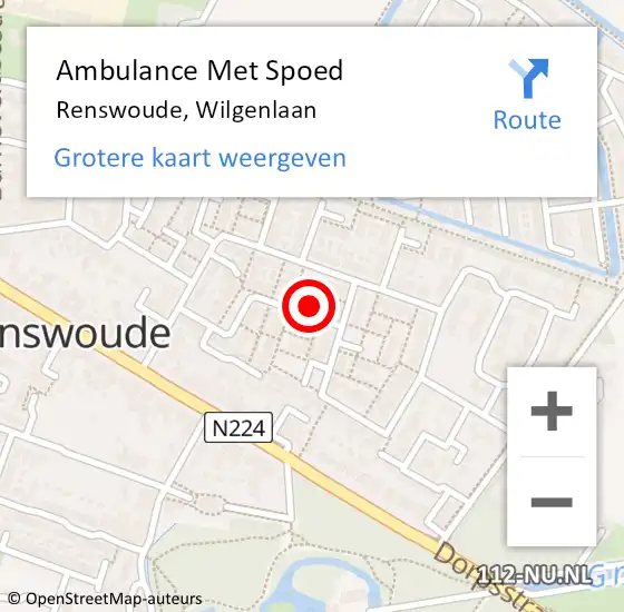 Locatie op kaart van de 112 melding: Ambulance Met Spoed Naar Renswoude, Wilgenlaan op 12 mei 2022 12:49