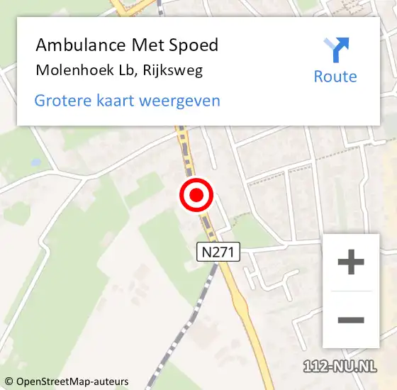 Locatie op kaart van de 112 melding: Ambulance Met Spoed Naar Molenhoek Lb, Rijksweg op 17 juli 2014 08:15