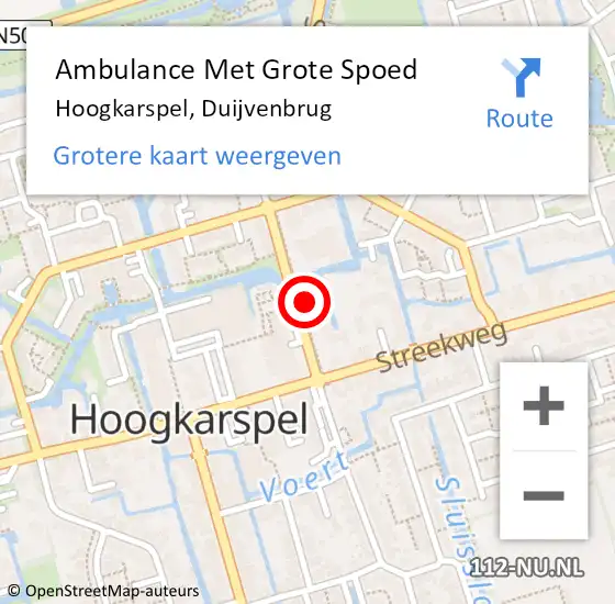 Locatie op kaart van de 112 melding: Ambulance Met Grote Spoed Naar Hoogkarspel, Duijvenbrug op 12 mei 2022 13:07