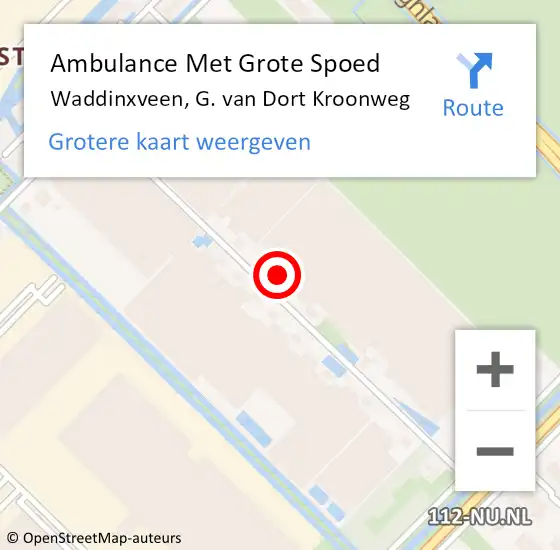 Locatie op kaart van de 112 melding: Ambulance Met Grote Spoed Naar Waddinxveen, G. van Dort Kroonweg op 12 mei 2022 13:08