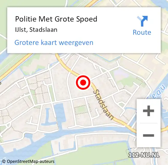 Locatie op kaart van de 112 melding: Politie Met Grote Spoed Naar IJlst, Stadslaan op 12 mei 2022 13:16