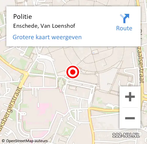 Locatie op kaart van de 112 melding: Politie Enschede, Van Loenshof op 12 mei 2022 13:26