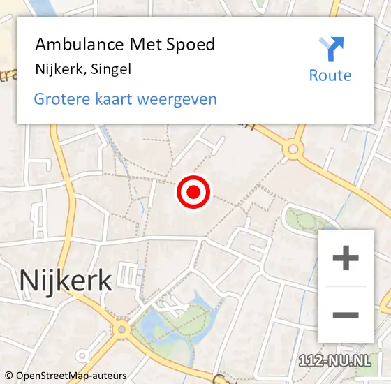 Locatie op kaart van de 112 melding: Ambulance Met Spoed Naar Nijkerk, Singel op 12 mei 2022 13:27