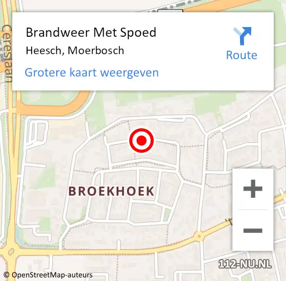 Locatie op kaart van de 112 melding: Brandweer Met Spoed Naar Heesch, Moerbosch op 12 mei 2022 13:49