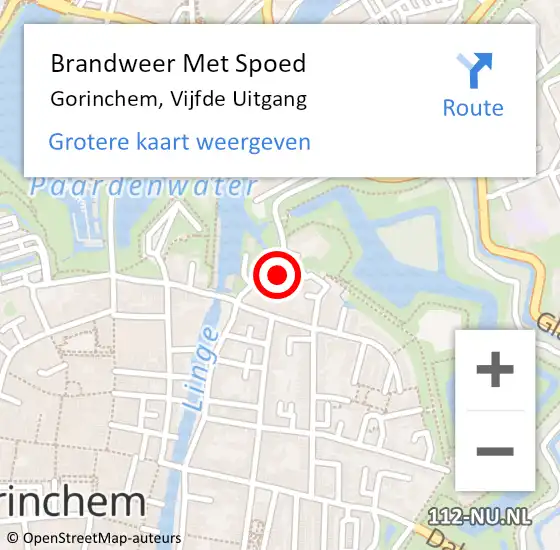 Locatie op kaart van de 112 melding: Brandweer Met Spoed Naar Gorinchem, Vijfde Uitgang op 12 mei 2022 13:58