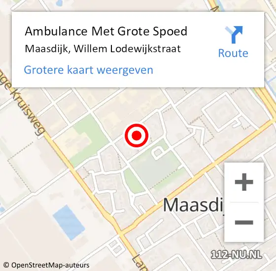 Locatie op kaart van de 112 melding: Ambulance Met Grote Spoed Naar Maasdijk, Willem Lodewijkstraat op 12 mei 2022 14:10
