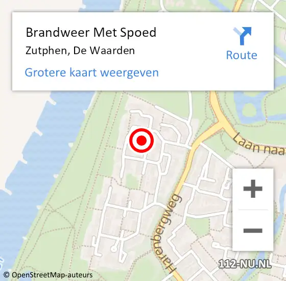 Locatie op kaart van de 112 melding: Brandweer Met Spoed Naar Zutphen, De Waarden op 12 mei 2022 14:20