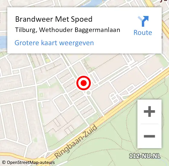 Locatie op kaart van de 112 melding: Brandweer Met Spoed Naar Tilburg, Wethouder Baggermanlaan op 12 mei 2022 14:32