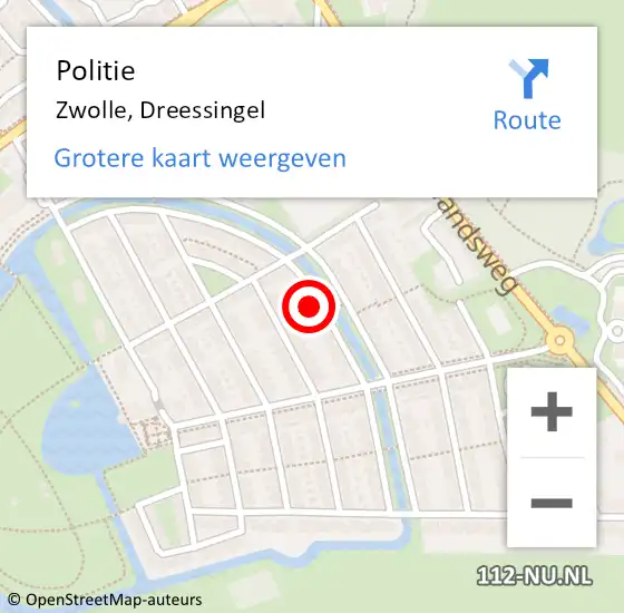 Locatie op kaart van de 112 melding: Politie Zwolle, Dreessingel op 12 mei 2022 14:33