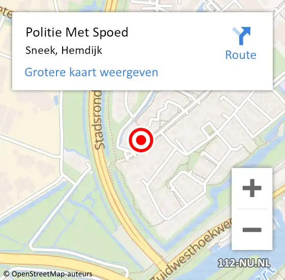 Locatie op kaart van de 112 melding: Politie Met Spoed Naar Sneek, Hemdijk op 12 mei 2022 14:35