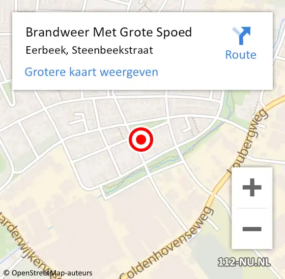 Locatie op kaart van de 112 melding: Brandweer Met Grote Spoed Naar Eerbeek, Steenbeekstraat op 12 mei 2022 14:57