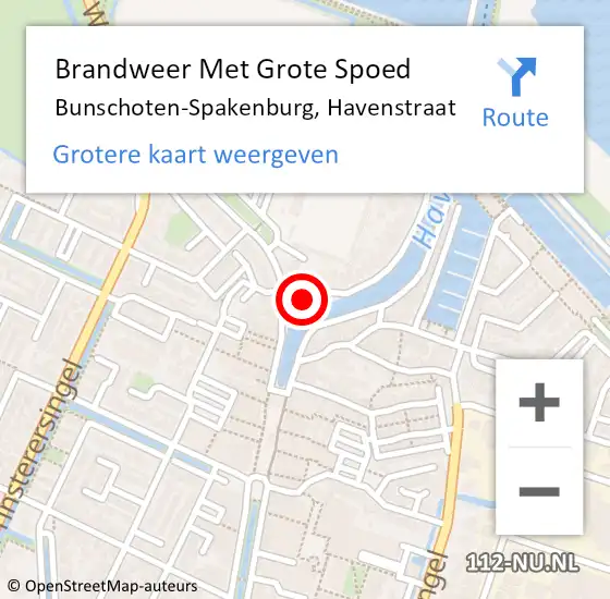 Locatie op kaart van de 112 melding: Brandweer Met Grote Spoed Naar Bunschoten-Spakenburg, Havenstraat op 12 mei 2022 15:03