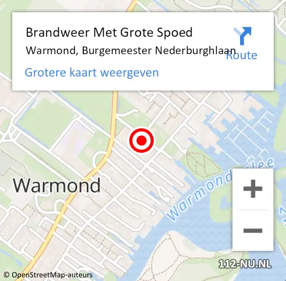 Locatie op kaart van de 112 melding: Brandweer Met Grote Spoed Naar Warmond, Burgemeester Nederburghlaan op 12 mei 2022 15:06