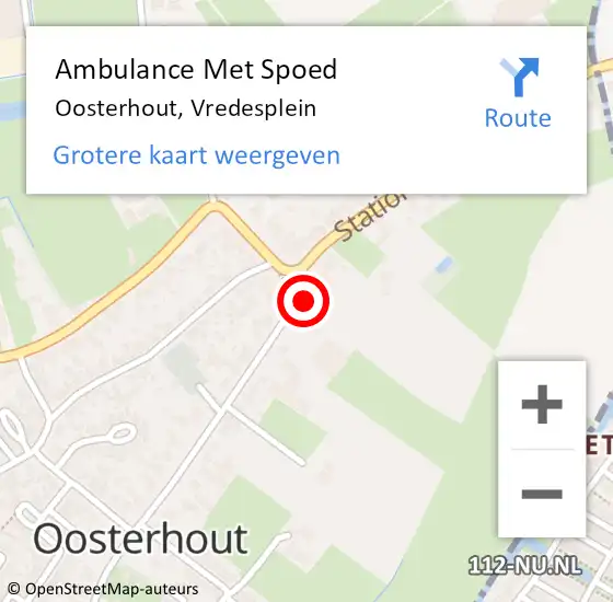 Locatie op kaart van de 112 melding: Ambulance Met Spoed Naar Oosterhout, Vredesplein op 12 mei 2022 15:16