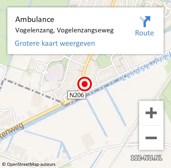 Locatie op kaart van de 112 melding: Ambulance Vogelenzang, Vogelenzangseweg op 12 mei 2022 15:16