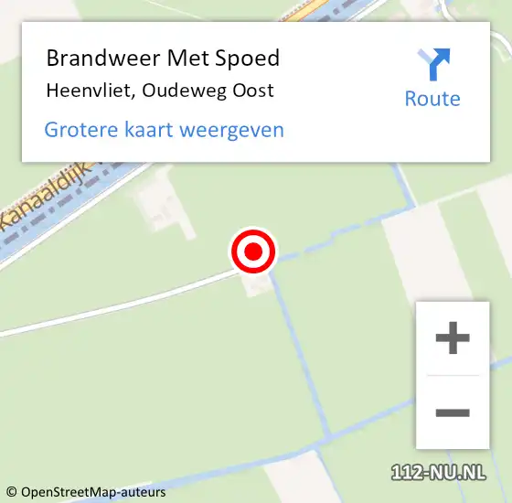 Locatie op kaart van de 112 melding: Brandweer Met Spoed Naar Heenvliet, Oudeweg Oost op 12 mei 2022 15:20