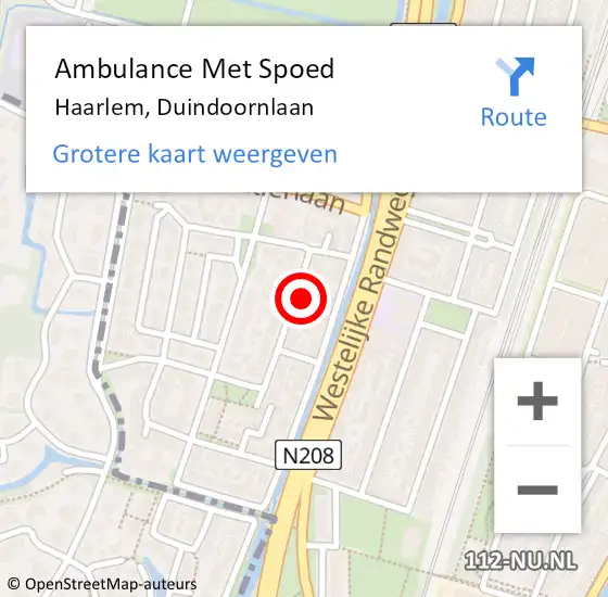 Locatie op kaart van de 112 melding: Ambulance Met Spoed Naar Haarlem, Duindoornlaan op 12 mei 2022 15:20
