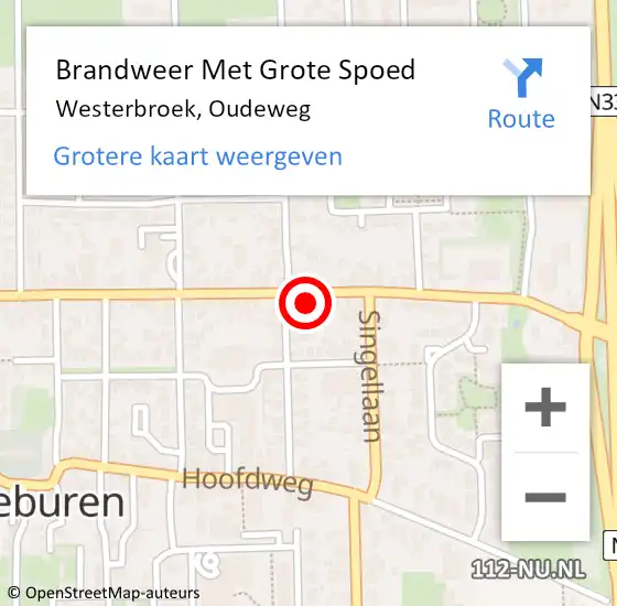 Locatie op kaart van de 112 melding: Brandweer Met Grote Spoed Naar Westerbroek, Oudeweg op 12 mei 2022 15:31