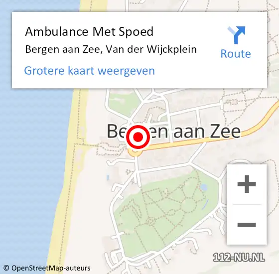 Locatie op kaart van de 112 melding: Ambulance Met Spoed Naar Bergen aan Zee, Van der Wijckplein op 12 mei 2022 15:51