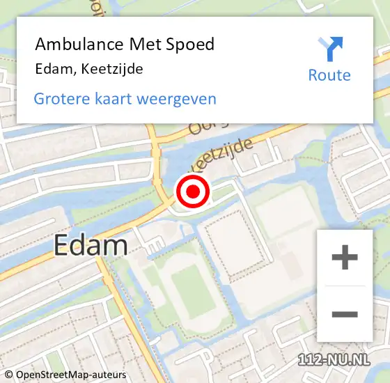 Locatie op kaart van de 112 melding: Ambulance Met Spoed Naar Edam, Keetzijde op 12 mei 2022 16:09