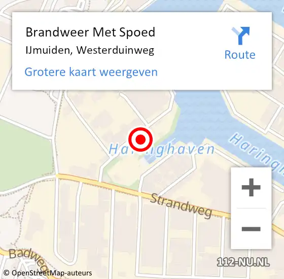 Locatie op kaart van de 112 melding: Brandweer Met Spoed Naar IJmuiden, Westerduinweg op 12 mei 2022 16:11