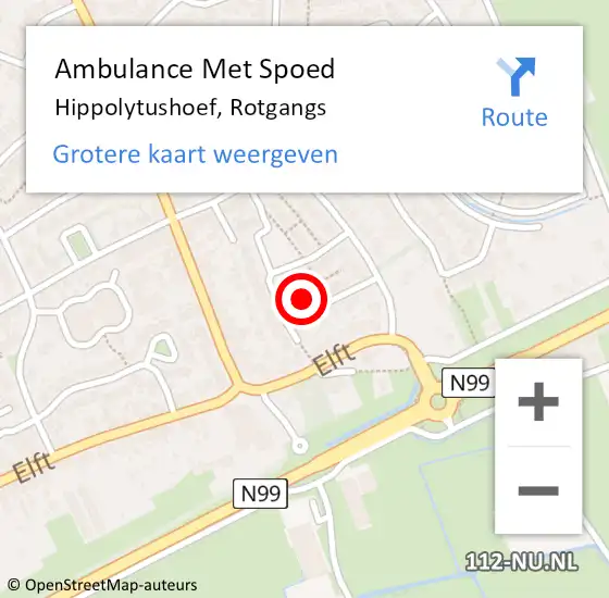 Locatie op kaart van de 112 melding: Ambulance Met Spoed Naar Hippolytushoef, Rotgangs op 12 mei 2022 16:32