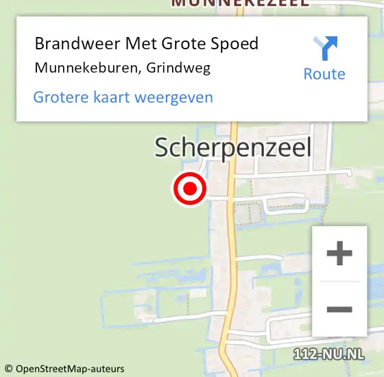 Locatie op kaart van de 112 melding: Brandweer Met Grote Spoed Naar Munnekeburen, Grindweg op 12 mei 2022 16:40