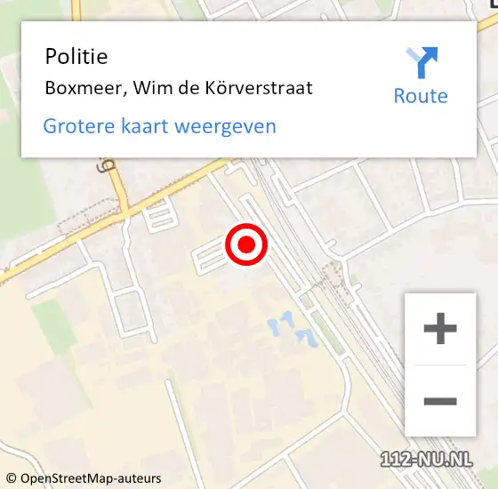 Locatie op kaart van de 112 melding: Politie Boxmeer, Wim de Körverstraat op 12 mei 2022 17:09