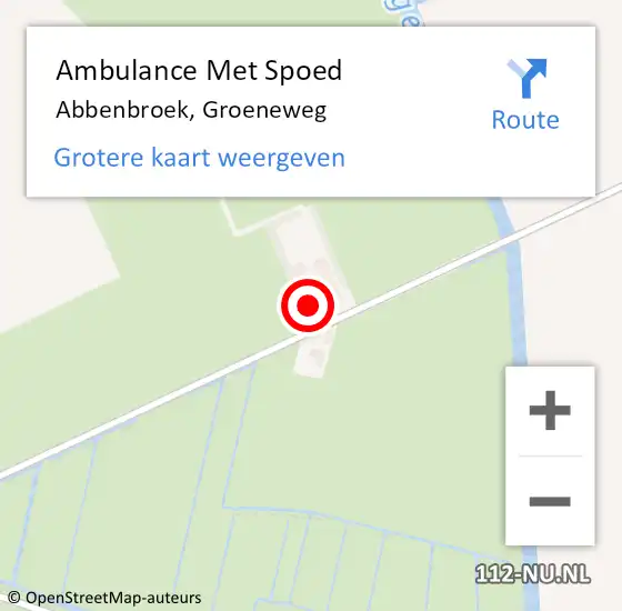 Locatie op kaart van de 112 melding: Ambulance Met Spoed Naar Abbenbroek, Groeneweg op 12 mei 2022 17:41