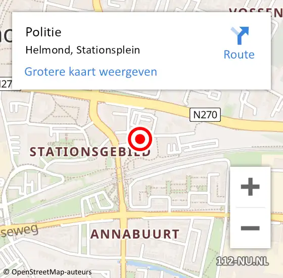 Locatie op kaart van de 112 melding: Politie Helmond, Stationsplein op 12 mei 2022 17:47