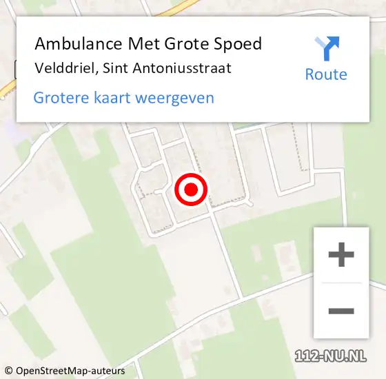 Locatie op kaart van de 112 melding: Ambulance Met Grote Spoed Naar Velddriel, Sint Antoniusstraat op 12 mei 2022 17:59