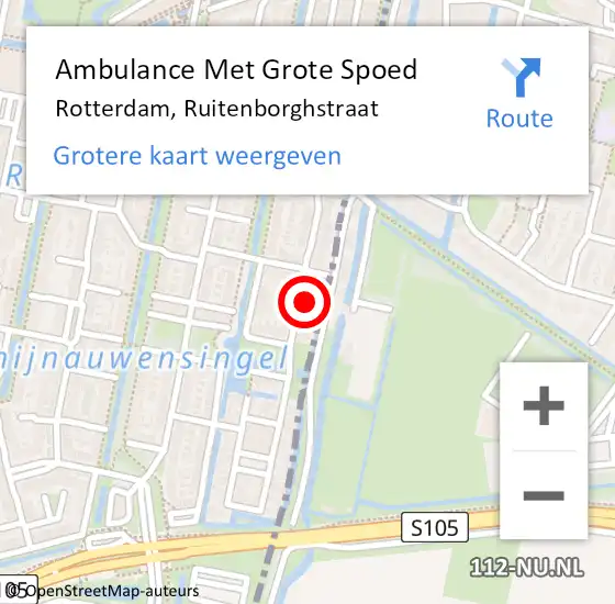 Locatie op kaart van de 112 melding: Ambulance Met Grote Spoed Naar Rotterdam, Ruitenborghstraat op 12 mei 2022 18:58