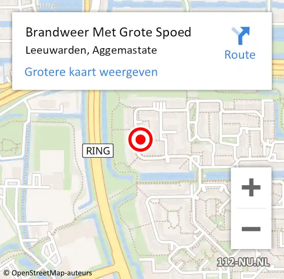 Locatie op kaart van de 112 melding: Brandweer Met Grote Spoed Naar Leeuwarden, Aggemastate op 12 mei 2022 19:12