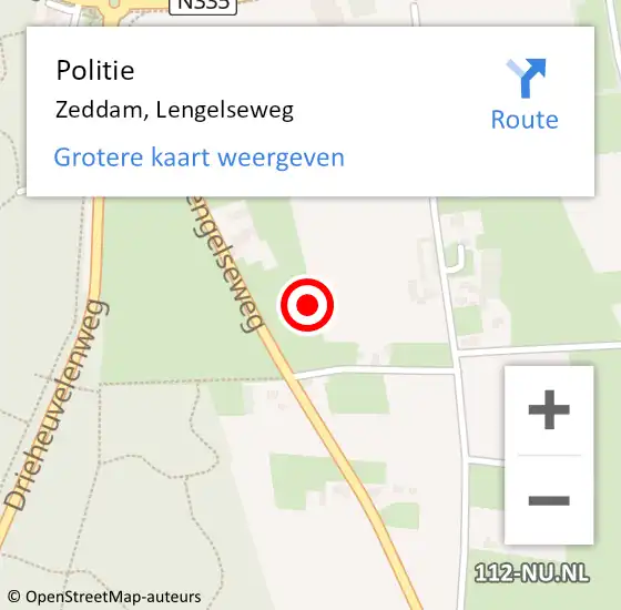 Locatie op kaart van de 112 melding: Politie Zeddam, Lengelseweg op 12 mei 2022 19:27