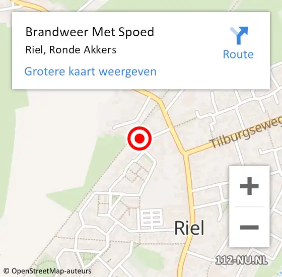 Locatie op kaart van de 112 melding: Brandweer Met Spoed Naar Riel, Ronde Akkers op 12 mei 2022 19:31