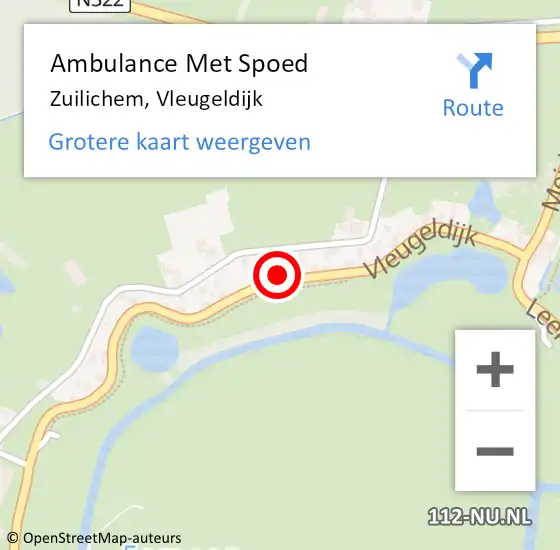 Locatie op kaart van de 112 melding: Ambulance Met Spoed Naar Zuilichem, Vleugeldijk op 12 mei 2022 19:42