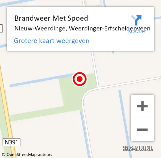 Locatie op kaart van de 112 melding: Brandweer Met Spoed Naar Nieuw-Weerdinge, Weerdinger-Erfscheidenveen op 12 mei 2022 19:45